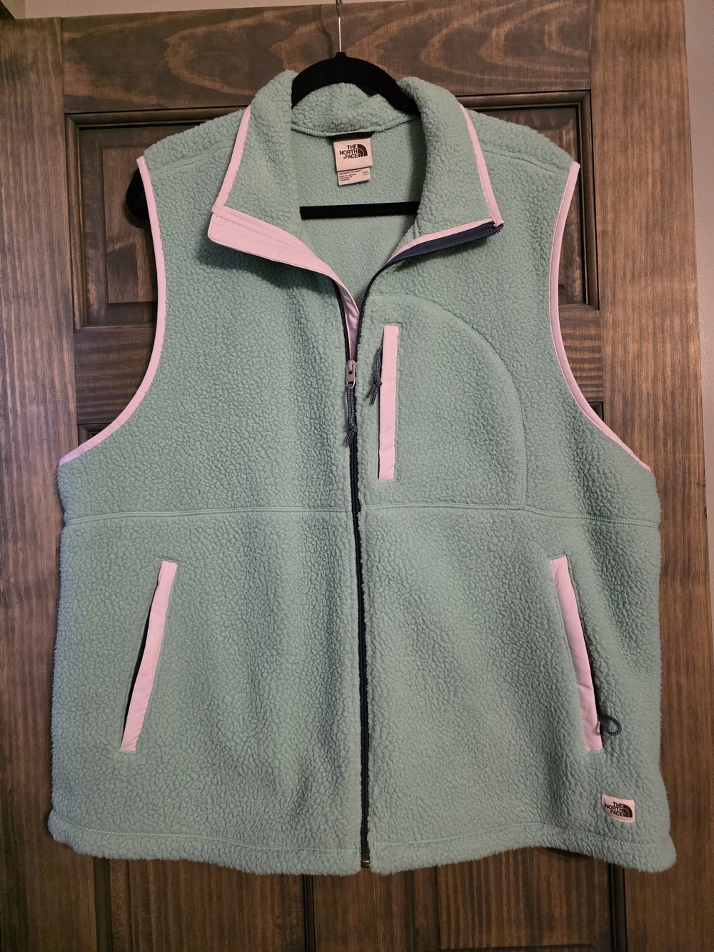 The North Face Womens' Light Blue/Green Fleece Vest with Light Lavender Trim 3X